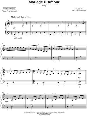 Mariage d'amour [easy] by Chrissy Ricker - Sheet Music