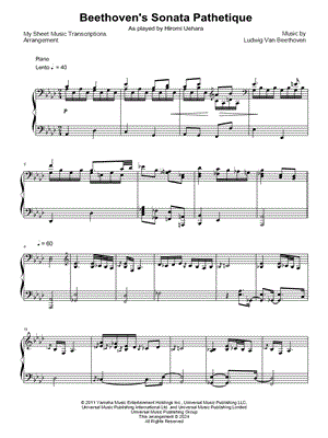 Beethoven's Sonata Pathetique (Hiromi Uehara) by My Sheet Music Transcriptions - Sheet Music