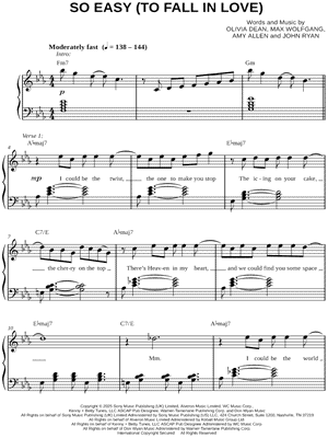 So Easy (To Fall in Love) by Olivia Dean - Sheet Music