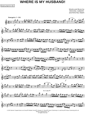 WHERE IS MY HUSBAND! - Eb Instrument by Raye - Sheet Music