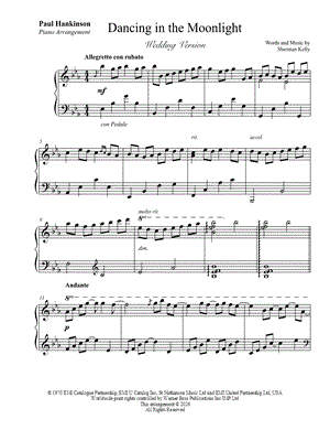 Dancing in the Moonlight (Wedding Version) by Paul Hankinson - Sheet Music