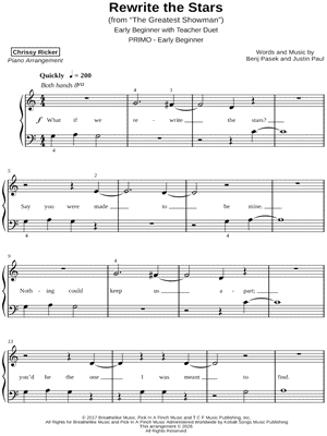 Rewrite the Stars [early beginner] by Chrissy Ricker - Sheet Music