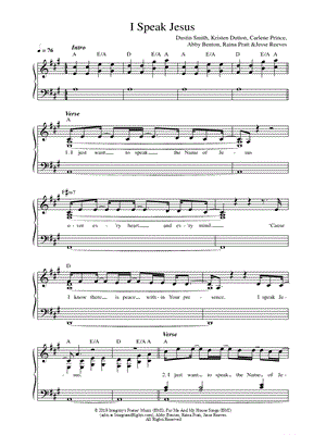I Speak Jesus by Ke erron - Sheet Music