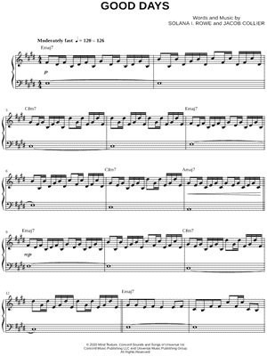 Good Days by SZA - Sheet Music