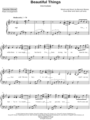Beautiful Things [intermediate] by Jennifer Eklund - Sheet Music