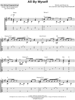 All by Myself by Six String Fingerpicking - Sheet Music