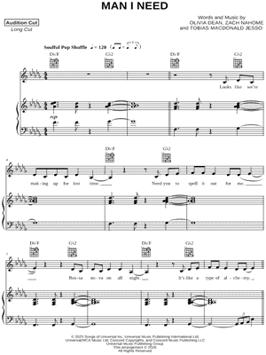 Man I Need by Olivia Dean - Sheet Music