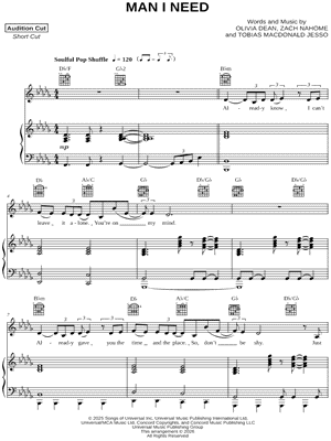 Man I Need by Olivia Dean - Sheet Music