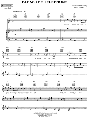 Bless the Telephone by Labi Siffre - Sheet Music