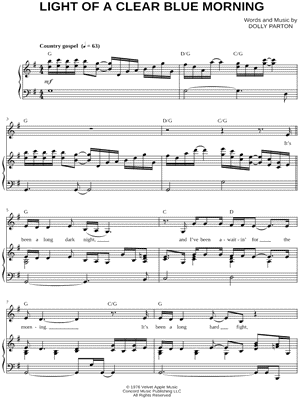 Light of a Clear Blue Morning by Dolly Parton - Sheet Music