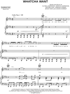 Whatcha Want by Lawrence - Sheet Music