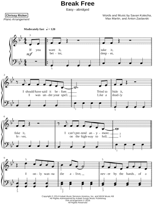 Break Free [easy - abridged] by Chrissy Ricker - Sheet Music