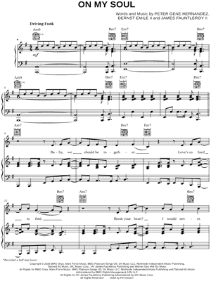 On My Soul by Bruno Mars - Sheet Music