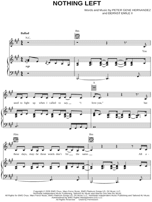 Nothing Left by Bruno Mars - Sheet Music