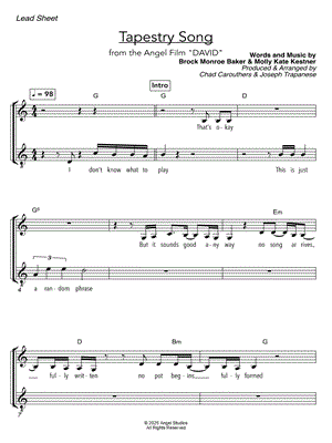 Tapestry Song from DAVID [2025] - Sheet Music