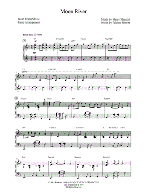 Moon River by Jacob Koller - Sheet Music