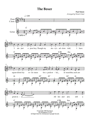 The Boxer - Flute & Guitar (Standard) by Wind & Steel - Sheet Music