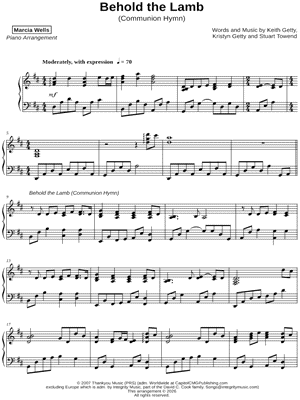 Behold the Lamb (Stuart Townend) by Marcia Wells - Sheet Music