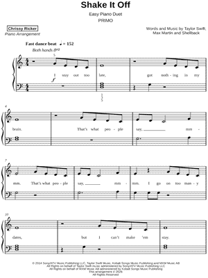 Shake It Off [easy duet] by Chrissy Ricker - Sheet Music