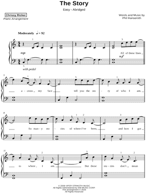 The Story [easy - abridged] by Chrissy Ricker - Sheet Music