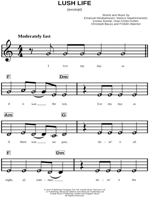 Lush Life by Zara Larsson - Sheet Music
