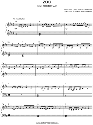 Zoo by Shakira - Sheet Music