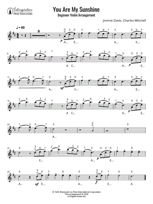 You Are My Sunshine [beginner] by Violinspiration - Sheet Music