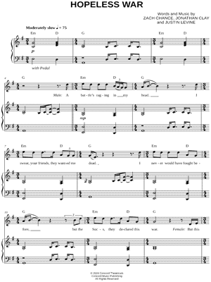 Hopeless War from The Outsiders: The Musical - Sheet Music