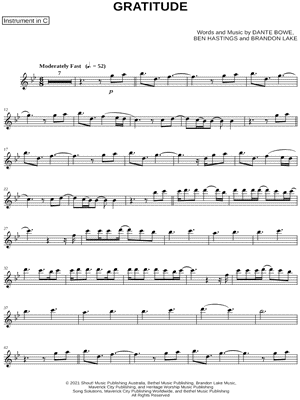 Gratitude - C Instrument by Brandon Lake - Sheet Music
