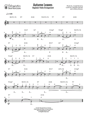 Autumn Leaves [beginner] by Violinspiration - Sheet Music