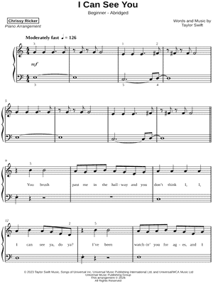 I Can See You [beginner - abridged] by Chrissy Ricker - Sheet Music