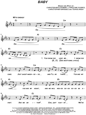 Baby by Justin Bieber - Sheet Music