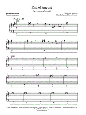 End of August [accompaniment only] by TutorialsByHugo - Sheet Music
