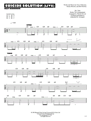 Suicide Solution (Live) by Mr. Tabs - Sheet Music