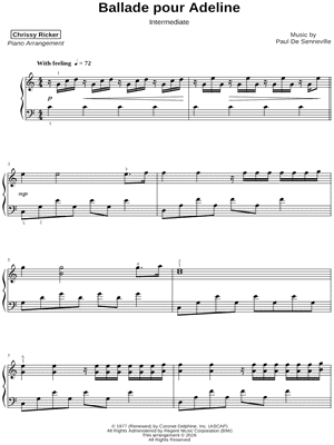 Ballade pour Adeline [intermediate] by Chrissy Ricker - Sheet Music