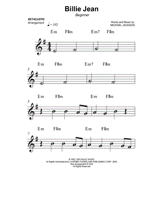 Billie Jean [beginner] by Betacustic - Sheet Music