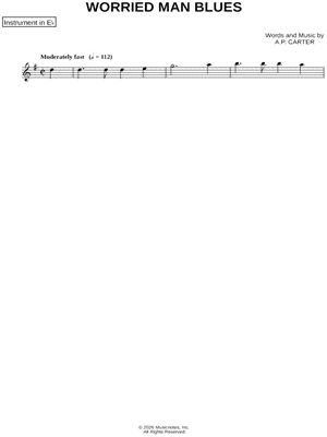 Worried Man Blues - Eb Instrument