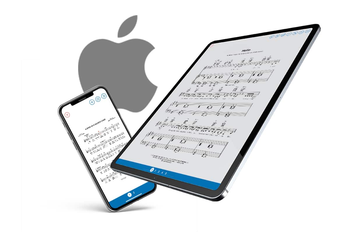 Musicnotes app on iPad, iPhone and Macbook Pro